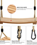 Wooden Tree Swing Seat For Indoor And Outdoor Fun With Adjustable Rope, Non Slip Ridged Seat And Raised Sides, beech wood close-up