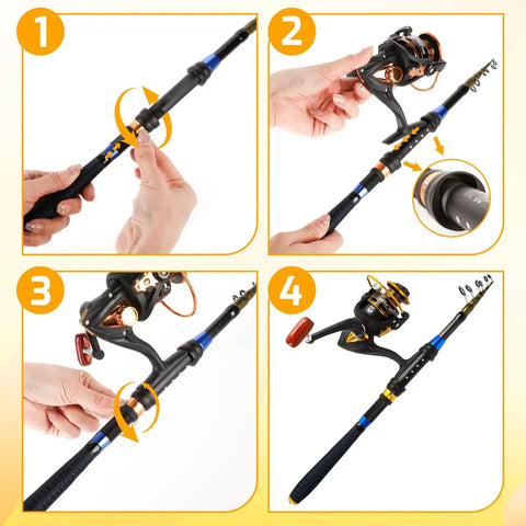 complete pole fishing kit All In One Kids Set With Telescopic Rod And Spincast Reel For Beginners Youth Fishing With Lures Lines Tackle Storage Bag 3-25 PACKS Ultra Point Get everything you need Jig Hook Color:5#13.7cm/27g