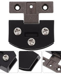 Heavy Duty Glass Door Hinges for Tempered Glass Cabinets No Drilling Required Stainless Steel Clamp Hinges With Smooth Operation Built To Last For Wine Cabinets Showcases And Display Cabinets Easy Install, black stainless steel clamp hinge close-up