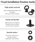 Heavy Duty Stainless Steel T Slot Tie Down Anchors For Roof Racks, 4 Pack M8 Ring Eye Bolts And T Bolts Eye Nuts For Securing Bungee Cords, Ropes, And Hooks On Any Rack, Weatherproof Black, black stainless steel T-track anchor set with bolt and ring