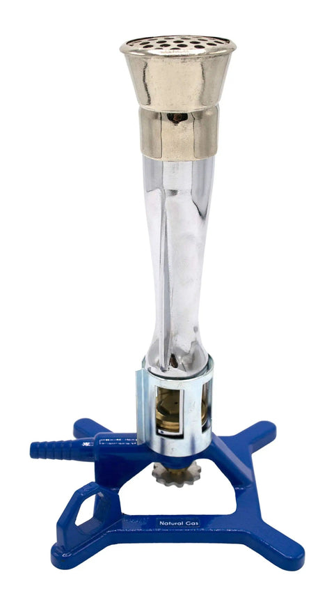 Meker Bunsen Burner For Natural Gas With Flow Control Flame Stabilizer Air Adjustable Cast Iron StabiliBase Anti Tip Design