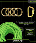 Heavy Duty 100 Foot Adjustable Horizontal Lifeline System For Up To Four Technicians With Badass Six Foot Anchor Straps No Fuss Assembly Reusable Fall Arrest Gear Built Legit To Clear Osha Ansi Codes featuring forged alloy steel rings and kernmantle rope.