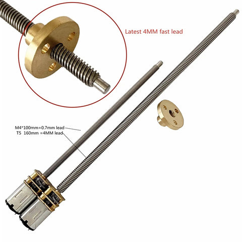 Built Different Six Volt Dc Geared Motor For Diy Lift Platforms And Conveyor Drives With Rock Solid N20 Quality Stainless Steel Frame And Fast T5 Threaded Flange Shaft Running Smooth At 120 Or 200 Rpm, detail of 4MM lead screw and threaded flange.