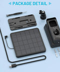 Package contents of 13200mAh Solar Charging Base Station for Blink Doorbell 2nd Gen, includes solar panel and installation kit.