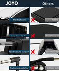 Comparison of Joyo vs others showing features of Universal Metal Sustain Pedal For Keyboard And Piano With Polarity Switch 5ft Cable