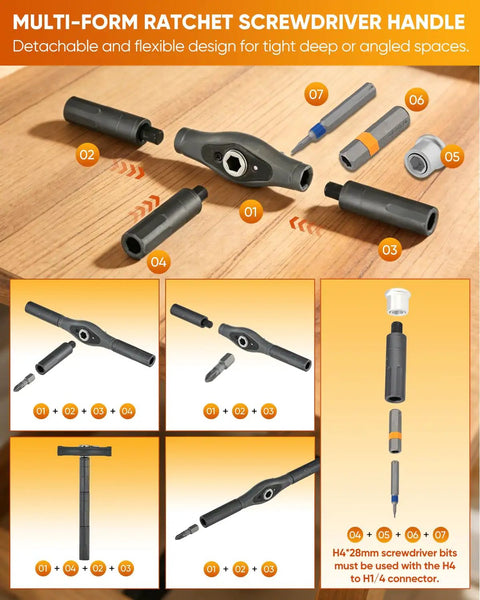 All In One Magnetic Screwdriver Set Saker 66 In 1 Portable Ratcheting Kit with detachable handle and multi bit design