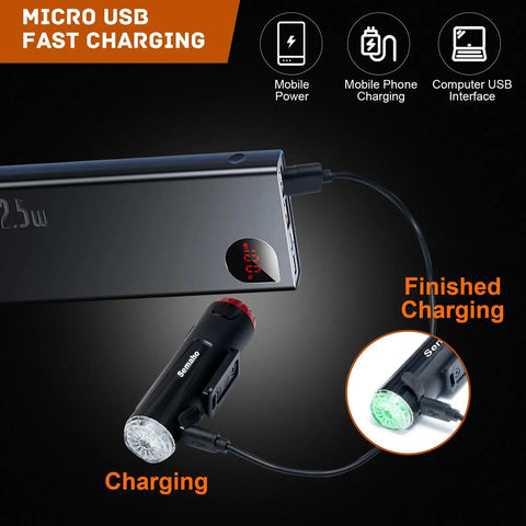 All In One 2 In 1 Rechargeable Helmet Light With Bracket Mount Front And Rear Bike Light charging via USB power bank