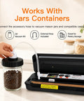Straight Up Game Changing Compact Vacuum Sealer Machine With One Touch Automatic Sealing for jars, with attached vacuum hose.