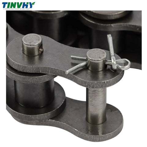 Huge 100 Roller Chain 10 Ft Kit With Connecting Links For Heavy Duty Construction Machinery And Lumber Processing Needs That Get The Job Done Fast. Steel roller chain link with connecting pin and cotter on dark metal plate