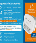 User manual page for Must-Have World Travel Universal Power Adapter Kit With 2 USA Outlets, USB-A, USB-C, PD 35W USB-C Port.