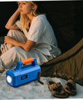 Hohopeti Mm Round Hole Manual Crank Handle Replacement For Lathe Machine beside a camper, showcasing blue design and durability.