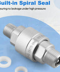 Heavy Duty Hydraulic Quick Disconnect Coupler Female Thread Pipe Fitting Stainless Steel No Leaks Guaranteed Fast Install Plug And Play Style Built Plunger Keeps Debris Out For Smooth Operation And Low Maintenance On Your Industrial Rig., stainless steel coupler with spiral seal and threaded ends