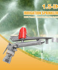 1.5 Inch Zinc Alloy Rotary Sprinkler For Farm, Lawn And Garden, Big Coverage 360 Degree Adjustable Spray, High Flow Watering Gun