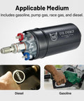 External Inline Fuel Pump 12V High Flow 300 LPH For EFI Systems Universal Fit Durable Construction Low Noise Reliable