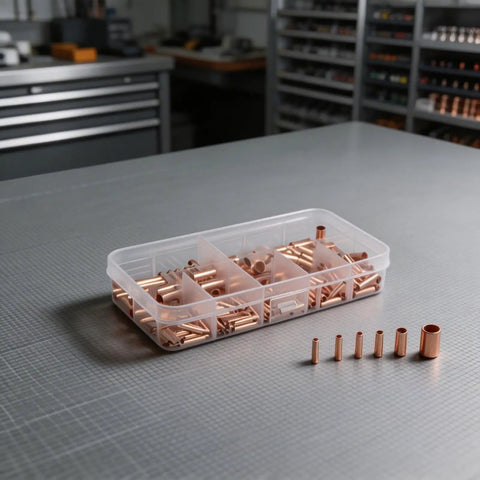 Top Tier 250 Piece Copper Wire Ferrule Kit With 7 Sizes Of Non Insulated Crimp Connectors Made From Pure Red Copper Electrical Butt Terminals compact box