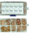 100 Piece Copper Washer Gasket Set For Auto And DIY Projects Box Included DIY Ready Flat Seal Kit M4 To M14 Sizes