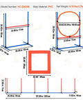 Diagram of All In One Dog Agility Training Kit For Backyard Fun With Adjustable High Hurdles and Jump Ring dimensions