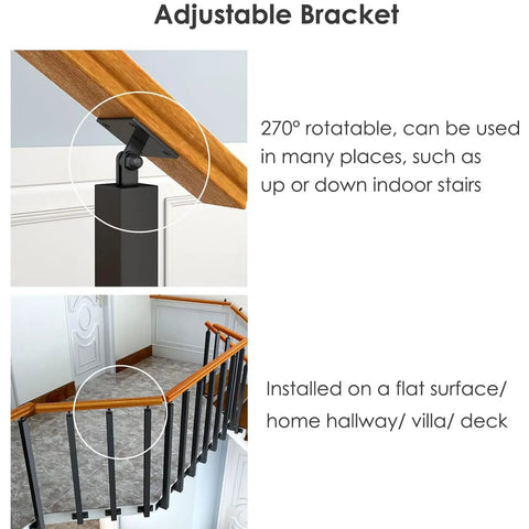Rock Solid Stair Railing Kit With 270 Degree Adjustable Brackets And Heavy Duty Wrought Iron Banister Columns For Indoor Outdoor Deck Steps No Hassle Side Mount Install Set Of Four Posts featuring adjustable bracket for easy installation.