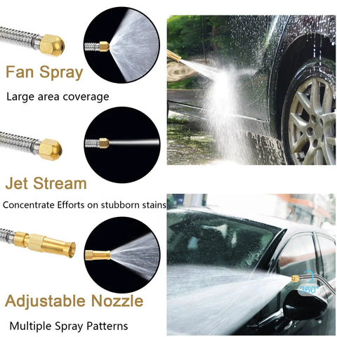 High Pressure Power Washer Wand With Hydro Jet Spray, Flexible Water Wand And 3 Nozzle Set For Cars, Windows, Blue