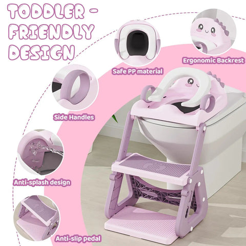 Rock Solid 2 In 1 Potty Training Seat With Quick Fold Step Stool For Toddlers And Kids Boys Girls Features Stable Triangle Frame Splash Guard Anti Slip Pads And Adjustable Height For Zero Hassle Learning