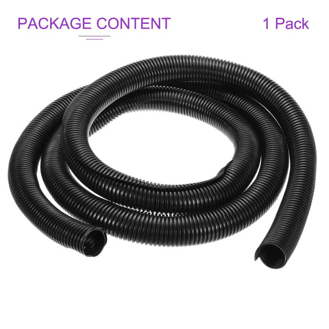 Slick Ten Foot Black Split Wire Loom Tubing Packing A Bendy One And A Half Inch Covering to organize cables and chargers.