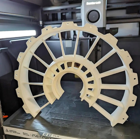 Jet Engine Model Components Kit For Bambu Lab Makerworld MH006 fins and frame on 3D printer build plate