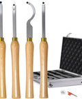 Pro Grade 4 Piece Mini Carbide Tipped Wood Lathe Turning Tools Set With Wood Handles Rougher Detailer Finisher Hollower