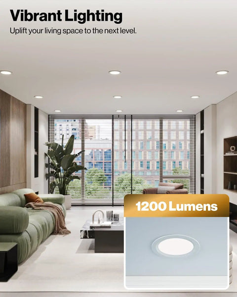 Six Inch Slim Led Recessed Ceiling Lights 12 Pack Featuring Built In Night Light And Smooth Dimming Baffle Trim With 5Cct Color Select For No Sweat Home Makeovers