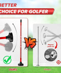 Comparison of our red Golf Alignment Rods Swing Training Aid With Magnetic Base and a standard alignment stick.