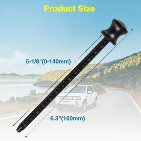 Transmission Dipstick Replacement For 6F24 Automatic Transmissions 10323A 10323B shown with size dimensions against landscape background