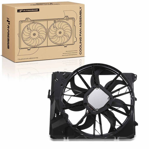 Heavy Duty Engine Radiator Cooling Fan Assembly For Bmw with a black shroud and visible brushless motor, designed for easy installation.