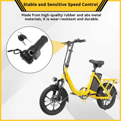 36V Electric Bike Half Twist Throttle With Integrated Display And Key Ignition Waterproof 6 Pin Connector For 36V E Bike Systems Ideal For Fat Tire Rigs Like Nephele S3 Hoverfly H3 16 Inch And Similar Models