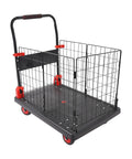 Heavy Duty Platform Cart With Cage And Foldable Flatbed Hand Truck Dolly For Moving Boxes And Equipment Built Like A Tank From Thick Steel And Durable PP Rust Resistant Scratch Proof No Warping Ready For Daily Tough Jobs, mesh cage view