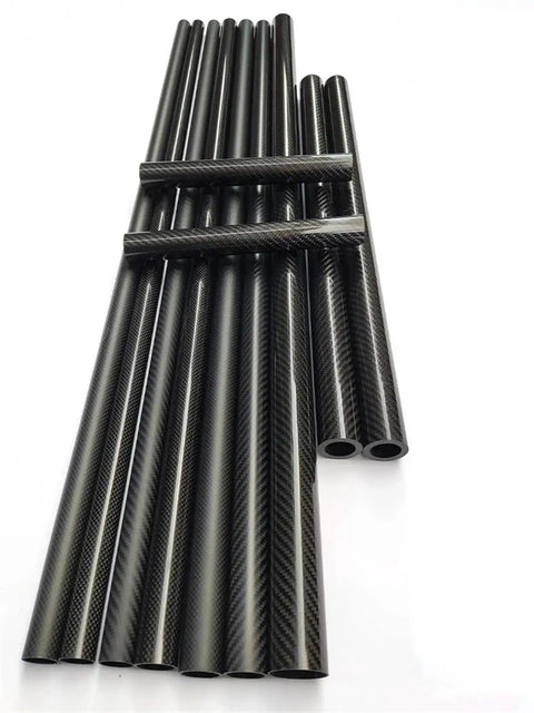 Two Pack 3K Carbon Fiber Tube 24x20mm 24x22mm 24.29x23mm 500mm Length Pro Grade Lightweight Beefy Strength Planar Gloss finish