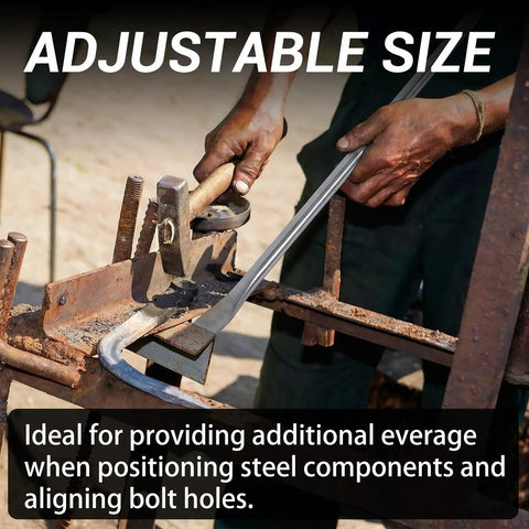 Heavy Duty 30 Inch Pry Bar With Seven Eighths Inch Diameter Chromium Alloy Steel Round Sleever Bar Crowbar in use for alignment