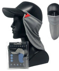 UV Sun Protection Neck Gaiter Dope 2 In 1 Face Covering For Outdoor Fishing shown on mannequin, adjustable light gray mesh design.