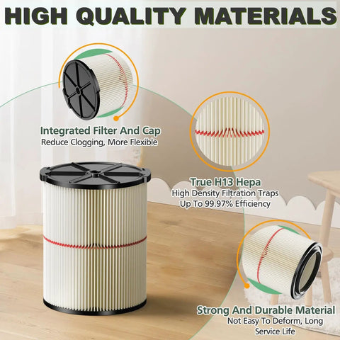 2 Pack Replacement Cartridge Filter For Craftsman 17816 9-17816 Wet Dry Vac Compatible Filter showing integrated design