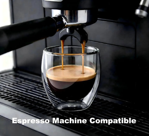 Double Wall Insulated Espresso Cups 5 Oz Glass Set Of 2 For Coffee Machines Clear Mugs That Keep Drinks Hot Or Cold