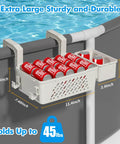 Must-Have Two Pack Poolside Storage Baskets With Cup Holders For Above Ground Pools Beige Fits 3-Inch Top Rails on pool