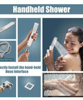 Polished Chrome 12 Inch Ceiling Mount Shower System With Rain Shower Head And Handheld Spray Luxury Shower Combo With Pressure Balance Valve Shower Trim Included featuring handheld spray and hose installation details.