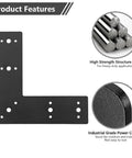 L Shape Corner Bracket Mending Plate Right Angle Built To Last Heavy Duty Black Powder Coated Carbon Steel For Wood And Metal Projects