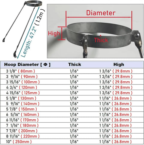 Heavy Duty Stainless Steel Chimney Support Bracket Kit And Weather Resistant Roof Brace For Pellet Stove Water Heater Vent 4.75 Inch size chart