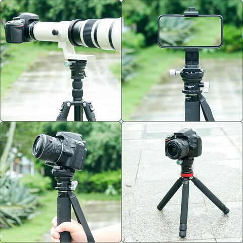 Heavy Duty Tripod Leveling Base Camera Leveler Featuring Arca Swiss Half Ball Mount for steady outdoor camera shoots.