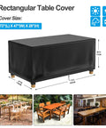 72 Inch Long Outdoor Table Cover Heavy Duty Waterproof All Weather Protection For Rectangular Patio Tables Dining Sets Coffee Tables Chairs And Sofas Fits Up To 71 Inches Long 46 Inches Wide And 27 Inches High Black
