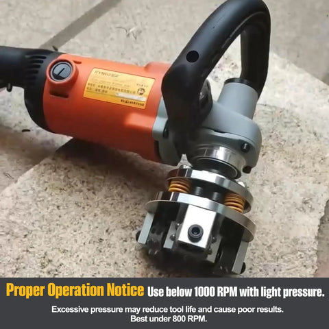 5 Inch Bush Hammer Plate For Stone And Concrete Coating Removal And Surface Roughening CSP 4 5 Anti Slip Floor Prep 5 Eighth Inch Eleven Thread Fit For Variable Speed Angle Grinder Polisher With Shock Absorbing Dual Plate And Heavy Duty Rollers attached to grinder