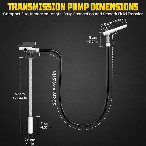 Heavy Duty Portable Cordless Gasoline Transfer Pump With A Rapid Four Gallons Per Minute Flow dimensions diagram for easy fluid transfer.
