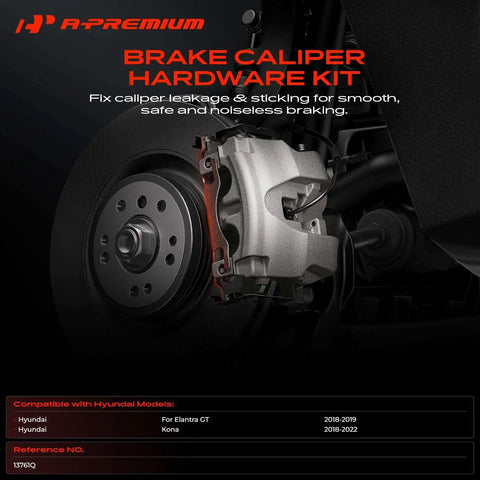 A-Premium Front Side Disc Brake Hardware Kit For Hyundai Kona And Elantra GT That Slaps Brakes Up A Notch With Premium Fitment And Durability You Can Trust Today