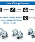 Fuel Line Clamp Set For Auto Marine And Truck Dope High Pressure Zinc Plated Fuel Injection Hose Clamps displayed with features
