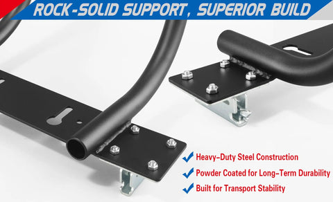 Heavy Duty Steel 7 Inch E Track Wheel Chock With Adjustable Front Tire Stop For E Track And X Track Systems Fits Trailers And Cargo Vans Keeps Your Front Tire From Shifting During Transport 1 Pack, close-up of steel construction and mounts