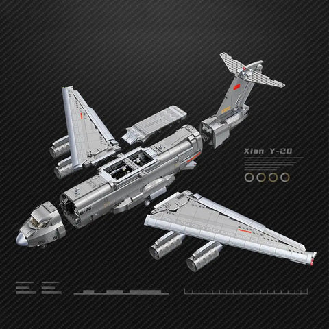 Y 20 Large Transport Aircraft Building Kit From Battlefield Series 1736 Piece Military Building Blocks Set with Realistic Movable Airfoils Leading Edge Flaps And Ailerons For Epic Display And Hands On Play
